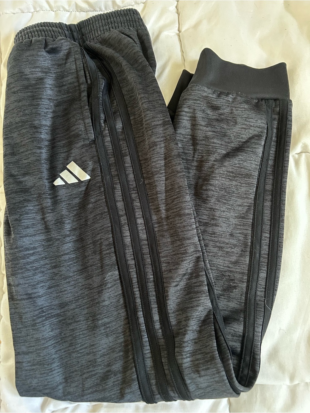 adidas Heather Charcoal Track Pants with Black Stripe